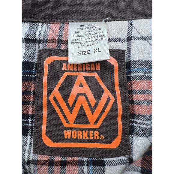 American Worker Duck‎ Canvas Flannel Lined Men's Button Up Size XL Brown - Picture 3 of 6